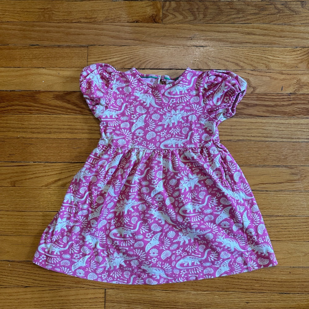 Mini Boden Pink and White Dino Dress